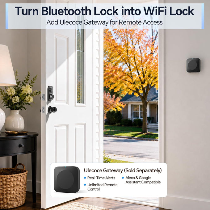 Ulecoce U68 Fingerprint Keypad Deadbolt with Knob Set, Matte Black