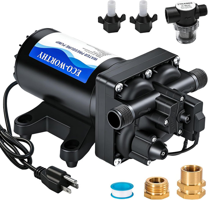 ECO-WORTHY 110V AC Fresh Transfer Diaphragm Water Pump On Demand 5.5GPM 70PSI High Pressure Water Booster Pump 110 Volt with Pressure Switch for Irrigation Garden Hose Sprinkler Home RV