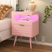 Veegle Nightstand,Modern Bedside Table with Storage Drawer and Open Wood Shelf, Accent Night Stand with Solid Wood Legs for Living Room, Bedroom and Small Spaces,Easy Assembly (Pink-1)