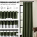 MIULEE Olive Green Pinch Pleated 100% Blackout Linen Curtains 40x84 Inches