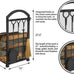 Lizh Metalwork Fireplace Log Holder with Fireplace Tools, Wrought Iron Indoor Stove Accessories Firewood Rack Holder Lumber Storage Stacking Log Holder Log Bin with Tongs Shovel Poker and Brush