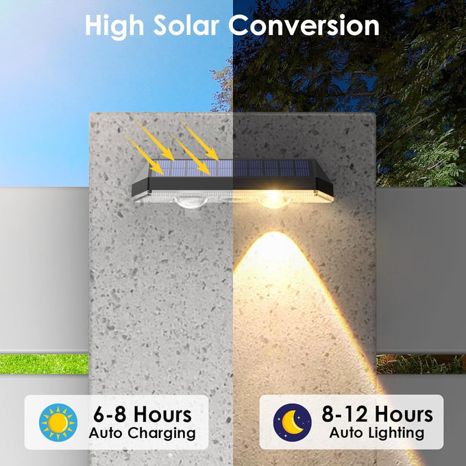 Solar Fence Lights Outdoor, 2700/4000/6000K 3 Mode, 8-12H, Black, 8 Pack