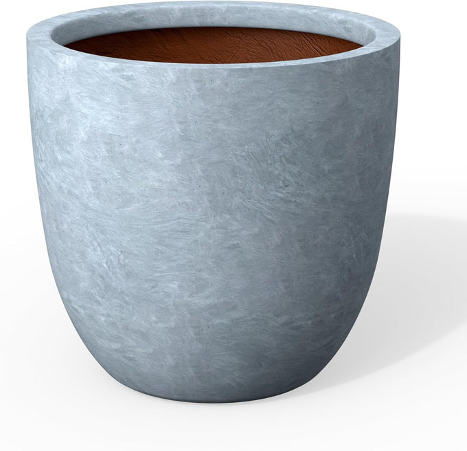 Kante Modern Home Minimalist 14" Dia Blue Gray Concrete Bowl Planter