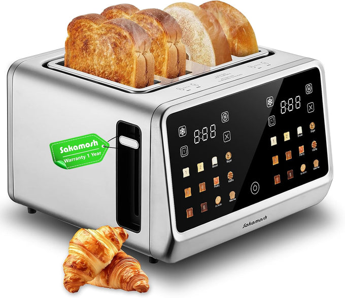 SAKAMOSH 4 Slice Smart Touch Screen Toaster with Dual Control Panel