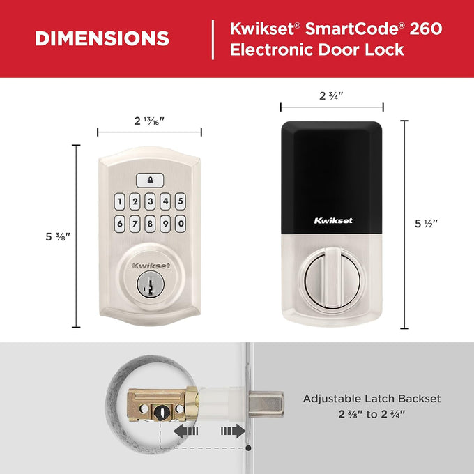 Kwikset SmartCode 260 Keyless Entry Electronic Keypad Deadbolt Door Lock