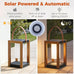 Solar Yard Outdoor Solar Lanterns, Solar Lamp Decorative Outdoor Water-Resistant Steel Table Decor with Handle for Patio, Yard, Porch, Small Woodgrain