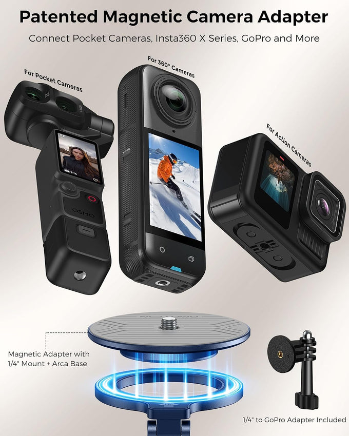 OMOTON TP02-Ultra Multi-Device Camera & Phone Mount with 1/4" Adapter, Blue