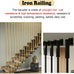 Customizable Styles Wrought Iron Balusters, Black/Gold/White Stair Rods for Steps/Corridor, Universal Metal Stair Spindles for Prevent Falling(Gold (1 pc),30in/76cm)