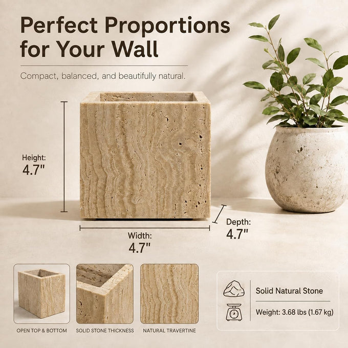 Travertine Wall Sconce Natural Stone Square Up Down Light Bedroom Hallway