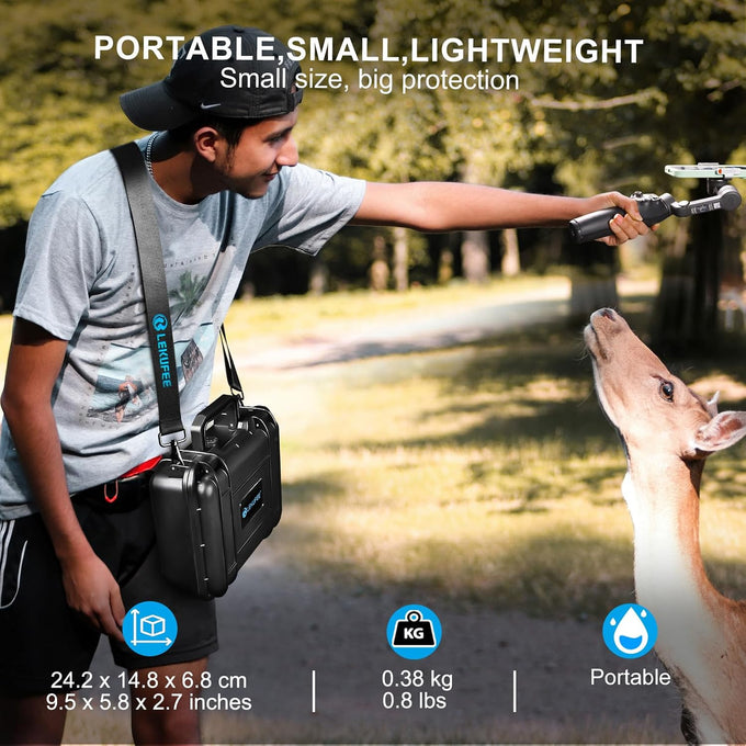 Lekufee Portable Waterproof Hard Case for DJI Osmo Mobile 8, Osmo Mobile 7P / 7, Gimbal Stabilizer, DJI Mic 3/2 / Mic Mini & More Accessories(Case Only)