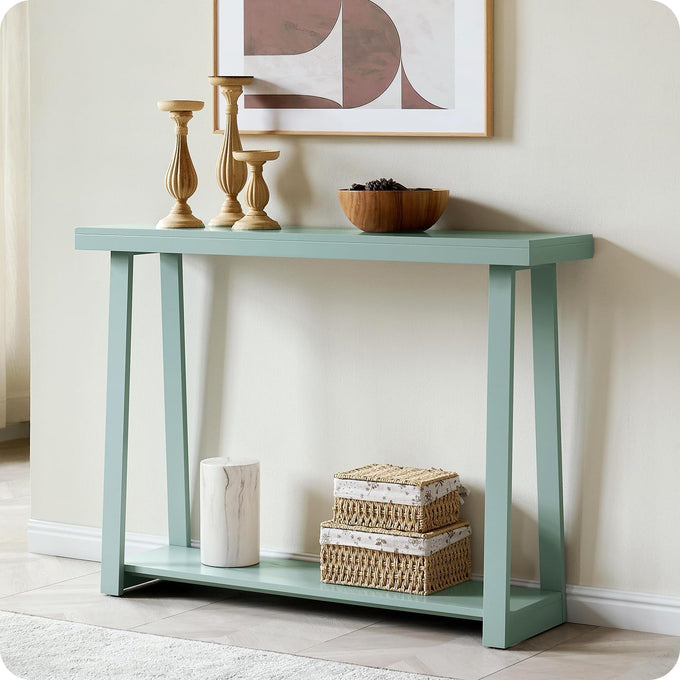 Kings Brand Furniture Emma Narrow Console Table, 44-Inch Wood Entryway Table for Hallway, Living Room, Behind Sofa, Modern Accent Sofa Table for Foyer, Space Saving Design (Caviar, 44 inches)