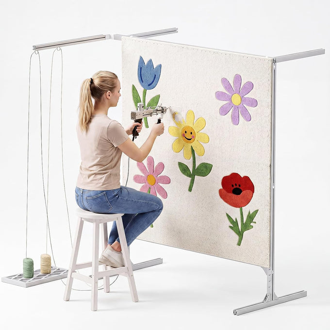 54-Inch Aluminum Rug Tufting Frame Kit, Adjustable Stand with Yarn Holder