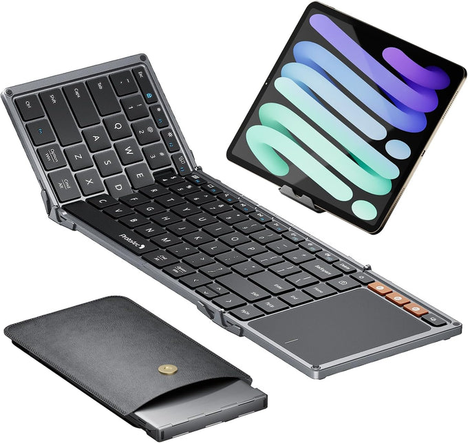 ProtoArc XK01 TP Foldable Keyboard with Touchpad, 0.65 in Keycaps, Gray