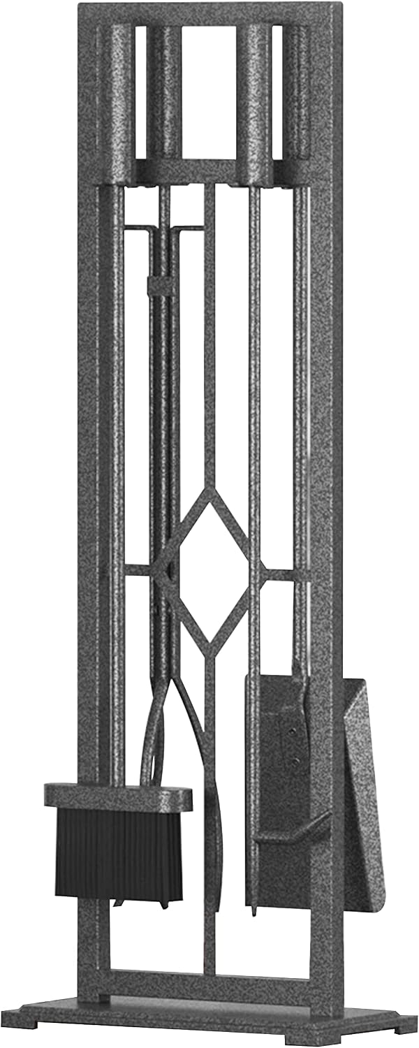 Fire Beauty 5Pcs Wrought Iron Fireplace Tools Set for Indoor Stove(Black)