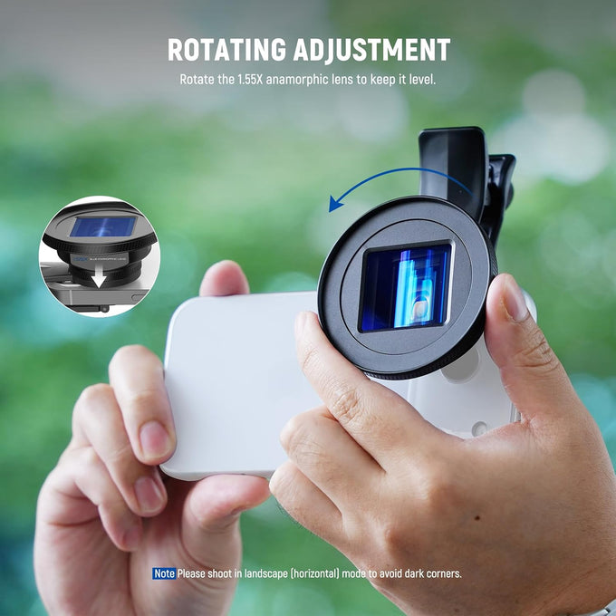 NEEWER 1.55X Blue Flare Anamorphic Phone Camera Lens with 17mm Threaded Clip, 4 Elements 4 Groups 2.4:1 Wide Screen Cinematic Mobile Photography Effect Compatible with iPhone Android Samsung, LS-75