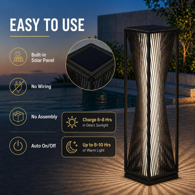 Solar Yard Outdoor Solar Floor Lamp Resin Wicker Solar Light Outdoor Waterproof for Yard, Garden, Pathway, Deck, Dazzle Dance