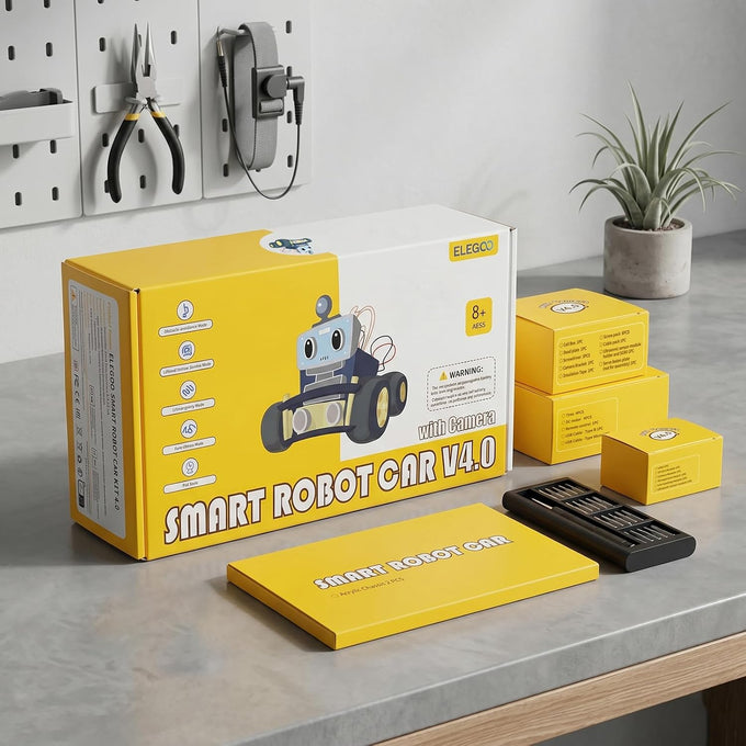 ELEGOO UNO R3 Smart Robot Car Kit V4 with Camera, Compatible with Arduino