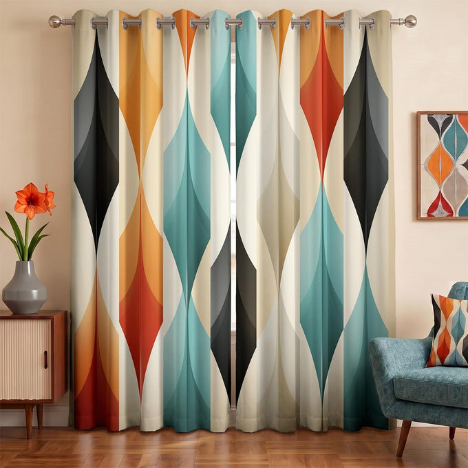 Mid Century Modern Curtains 84 Inch 2 Panels, Home Essentials