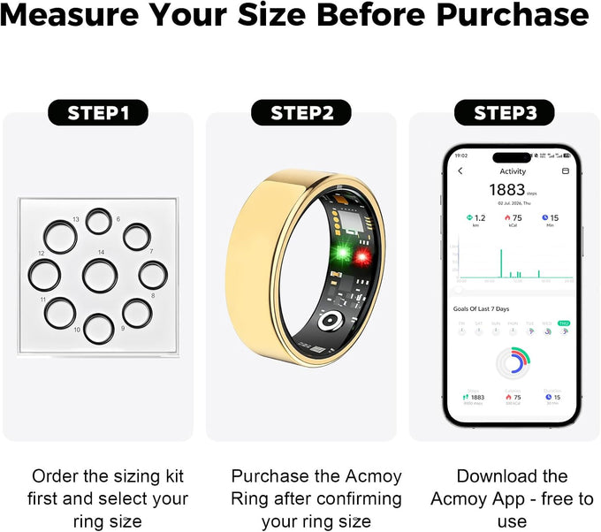 Smart Ring for Women Men, Health Tracking Ring No APP Fee (Rosegold,8)