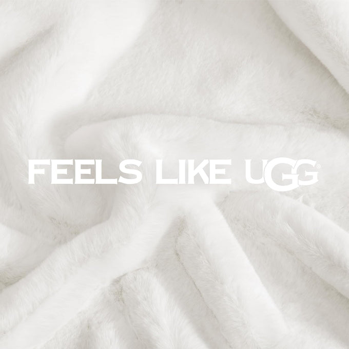 UGG Euphoria Throw Blanket, Plush Faux Fur Blanket, 50" x 70", White Snow