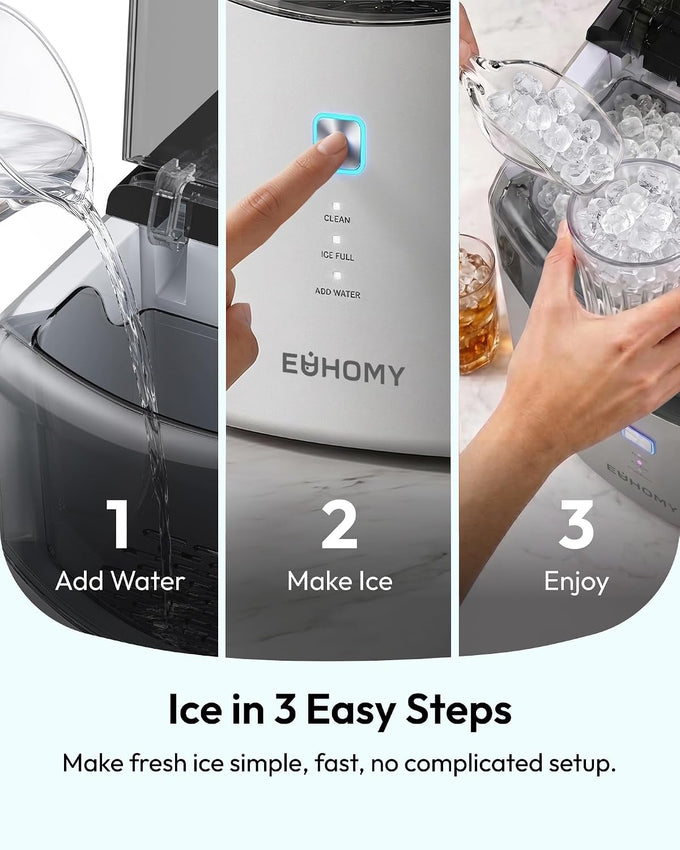Euhomy Countertop Nugget Ice Maker, 35lbs Daily Sonic Crushed Ice Machine
