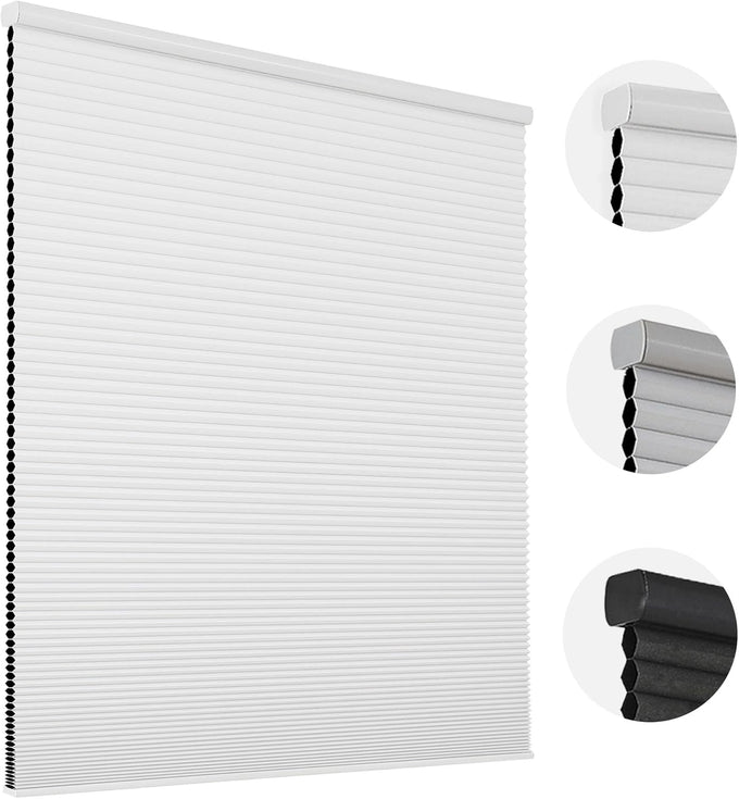 Joydeco No Drill Cordless Blackout Cellular Shades, 35" W x 64" H, White