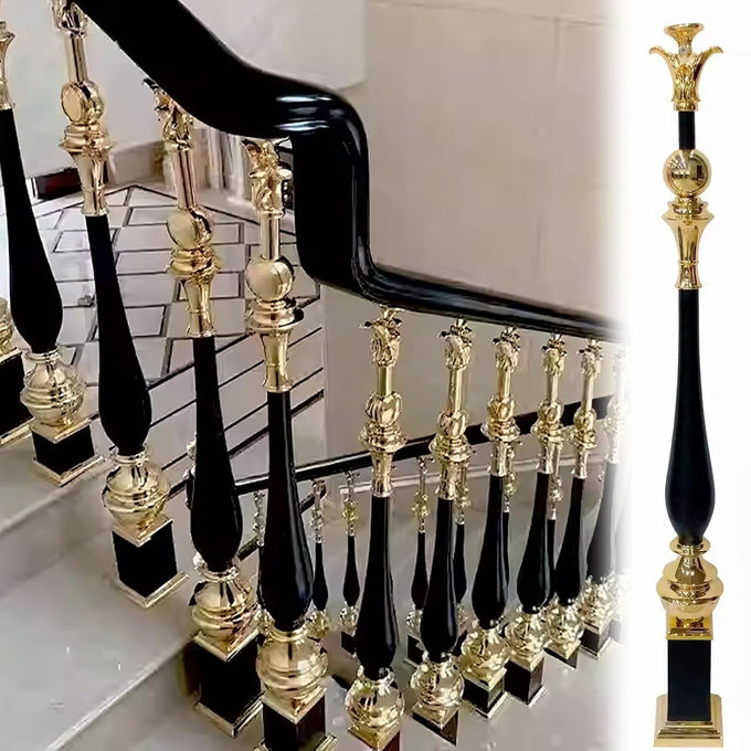 Metal Balusters Spindle for Stairway, Stair Railing Column - Durable Magnesium Aluminum Alloy for Staircases, Elegant Black and Gold Finish, Decorative and Supportive Post for Indoor Stairs(Green,1pc)