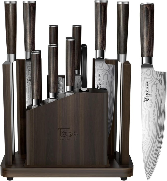 SYOKAMI 14-Piece Kitchen Knife Set with Magnetic Block, New for 2026