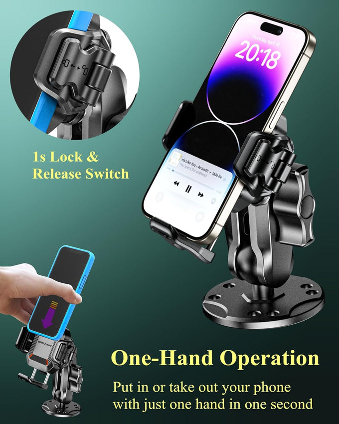BRCOVAN Anti-Theft Phone Mount Holder with Vibration Dampener, 1s Locking