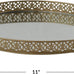 Creative Co-Op Oval Metal Filigree Footed Tray with Mirror, Gold Finish