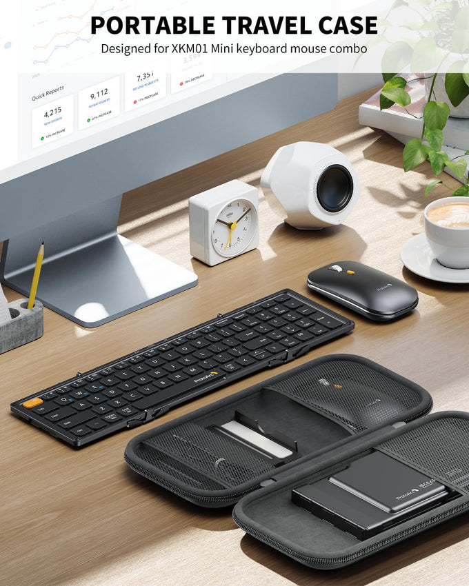 ProtoArc Foldable Keyboard and Mouse, Small Folding Bluetooth Keyboard Mouse Combo for Travel, Pocket-Size Portable Keyboard for iPad, iPhone, Smartphone, Tablet Laptop