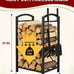 Breeze Touch 29" Heavy Duty Firewood Rack Indoor with 4 Fireplace Tools Set