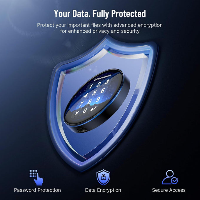 512GB Touchscreen Encrypted External SSD Hard Drive, Up to 2000MB/s