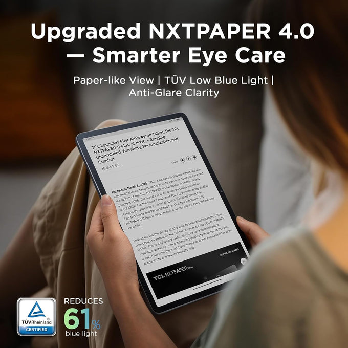 TCL NXTPAPER 11 Plus Android Tablet, 11.5" 2.2K 120Hz Display, 8+256GB