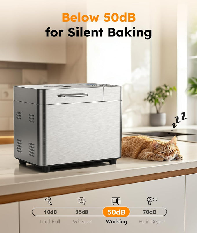 2LB Bread Maker, 17 in 1 Automatic Stainless Steel Bread Machine
