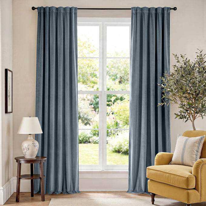 Lazzzy Blackout Golden Brown Velvet Curtains Rod Pocket 52×96 Inch 2 Panels