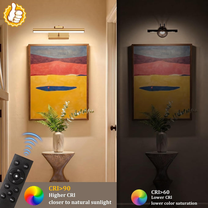 13.8" Cordless Picture Light for wall, Gold, 2 Pack