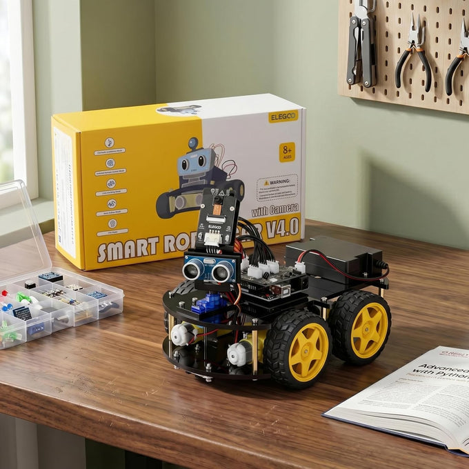 ELEGOO UNO R3 Smart Robot Car Kit V4 with Camera, Compatible with Arduino