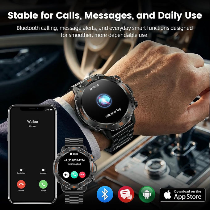 Rugged Smart Watch for Men, 5ATM Waterproof, 170+ Sports Modes,1.43" AMOLED