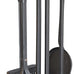 Plow & Hearth 5 Piece Hand Forged Iron Compact Fireplace Tool Set 20" | Black Wrought Iron Handle for Outdoor Indoor | Stand Poker Shovel Brush Log Tongs Wood Stove Accessory