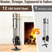 AMAGABELI Garden & Home 5 Pcs Fireplace Tools Brass Handles Wrought Iron Set Holder Indoor Outdoor Fireset Fire Pit Stand Rustic Tongs Shovel Brush Chimney Poker Wood Stove Hearth Accessories Kit