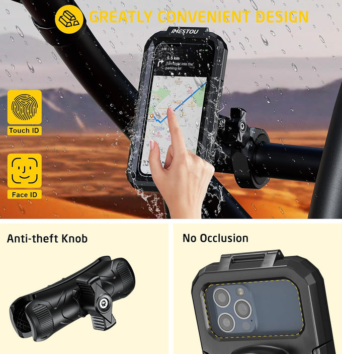 iMESTOU Waterproof ATV Phone Mount Suitble for 5.5"-6.8" Phones (Size L)
