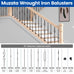 Muzata 5 Pack 44" S Scroll Hollow Iron Balusters WT03