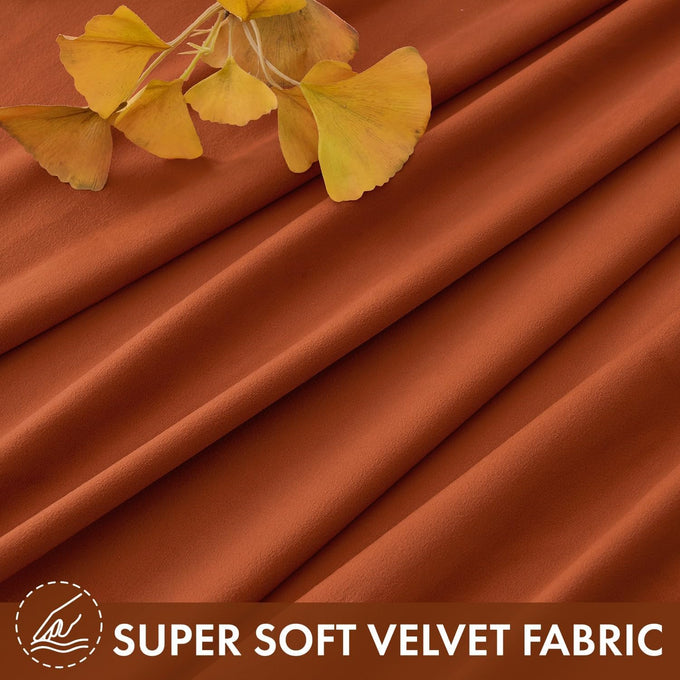 MIULEE Fall Burnt Orange Blackout Velvet Curtains 108 Inch Long 52"x108"