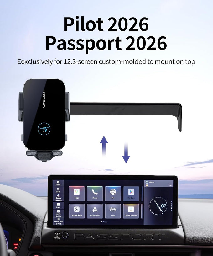Wireless Charger Car Phone Holder for 2026 Honda Passport/Pilot 12.3 Screen