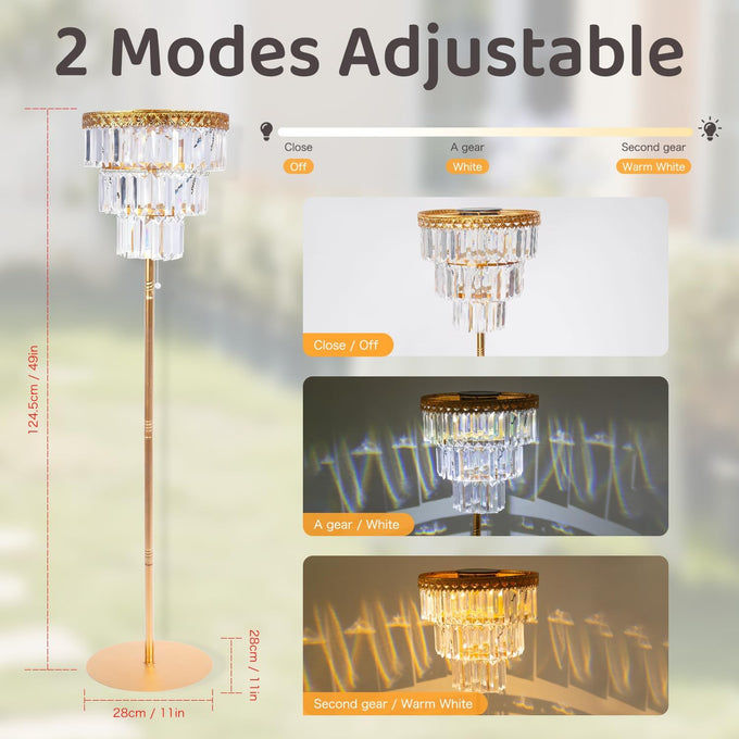HUYIENO Solar Crystal Floor Lamp Outdoor 4FT Metal Garden Decor