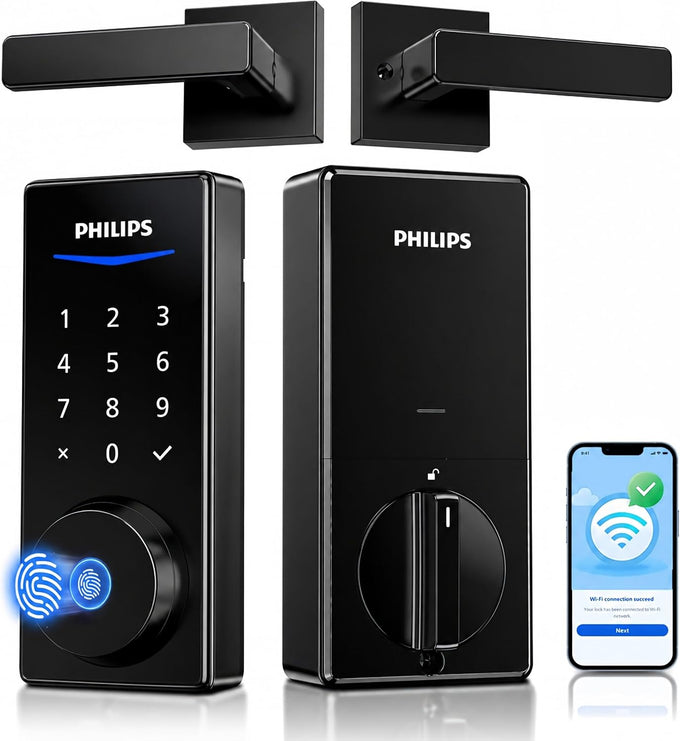 Philips Wi-Fi Smart Deadbolt Lock with 2 Handle, Keypad Front Door Lock Set