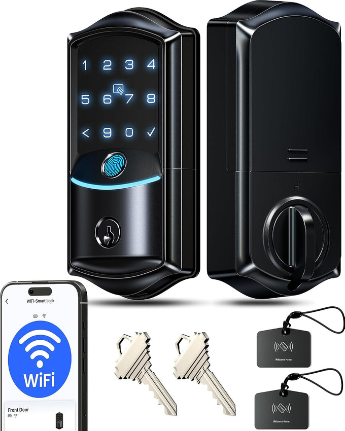 Veise VE027 WiFi Smart Lock Fingerprint Keyless Entry Deadbolt Matte Black