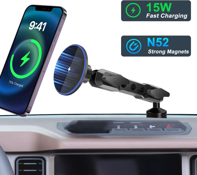 Magnetic Wireless Charging Phone Mount for Ford Bronco 2021-2026 2/4 door