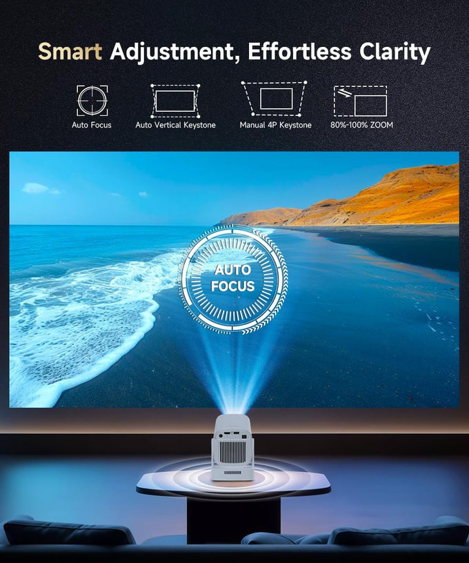 【Auto Focus&1080P】Magcubic Mini Smart Projector 4K Support, Built in Apps